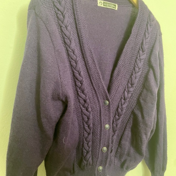 Purple Wool Knit Women's Cardigan - Picture 2 of 8